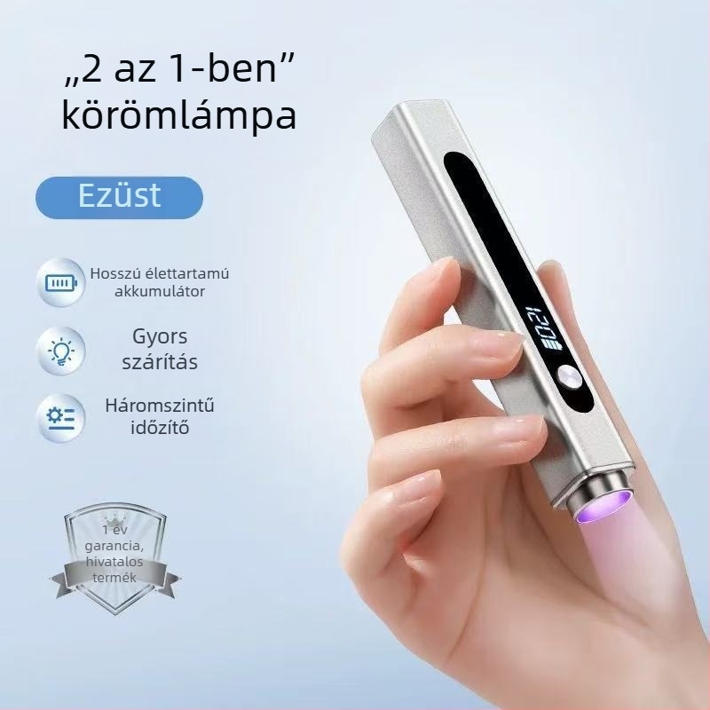 Kézben tartható körömfototerápiás lámpa, kompakt, újratölthető gél-lakk gyorsszárító lámpa