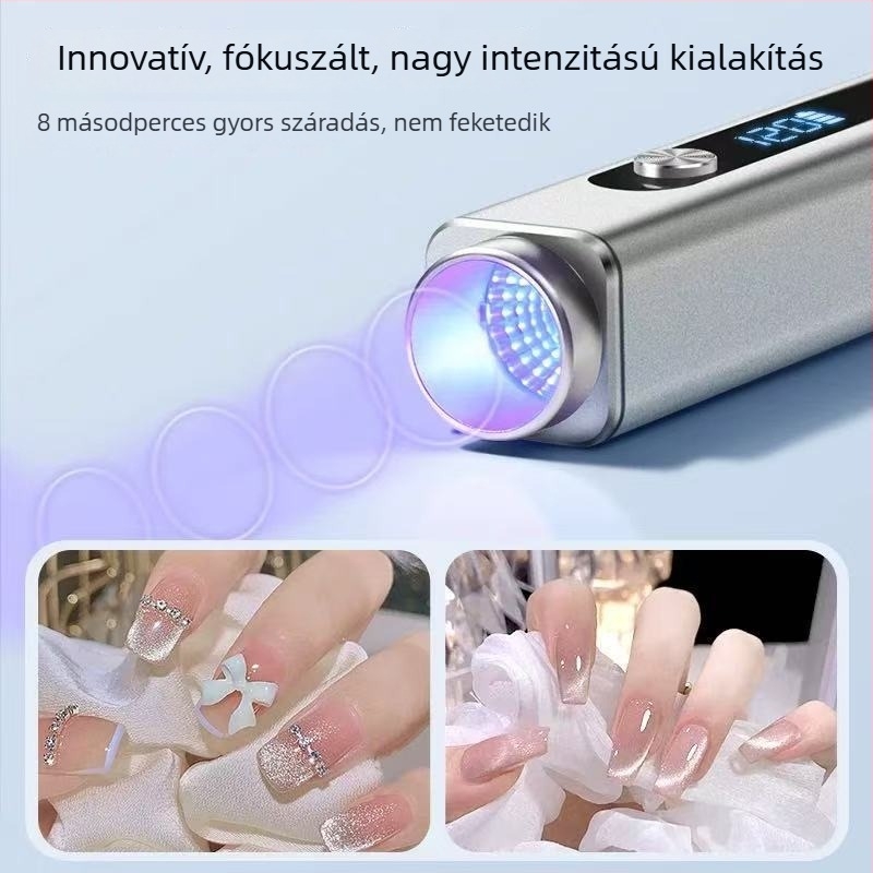 Kézben tartható körömfototerápiás lámpa, kompakt, újratölthető gél-lakk gyorsszárító lámpa