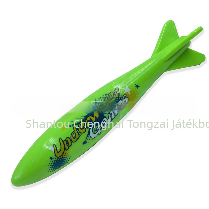 Medencei merülőjáték torpedó dizájnnal – PVC anyag, merülési funkció, csomagolás: OPP táska, 4–6 éveseknek, kategória: merülő játékok