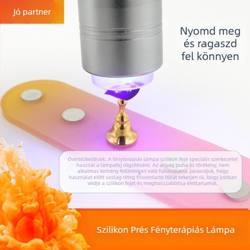 Manikűrlámpa szilikon nyomófénnyel, kézben tartható relieffel és flitter pecsét, mini hordozható fototerápiás lámpa körmöknek