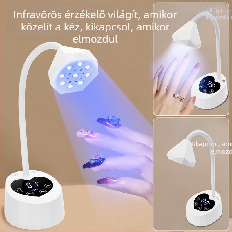 M1S körömlakkos lámpa szenzorral, energia tárolása, asztali LED lámpa gyors száradáshoz gel-lakkoknál, szív alakú alap