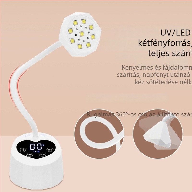 M1S körömlakkos lámpa szenzorral, energia tárolása, asztali LED lámpa gyors száradáshoz gel-lakkoknál, szív alakú alap