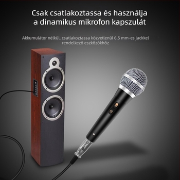 MQ-104 dinamikus, vezetékkel ellátott mikrofon háztartási/PC/karaoke használatra — 5V bemenet, 40 Hz–20 kHz frekvenciasáv, SNR ≥70 dB