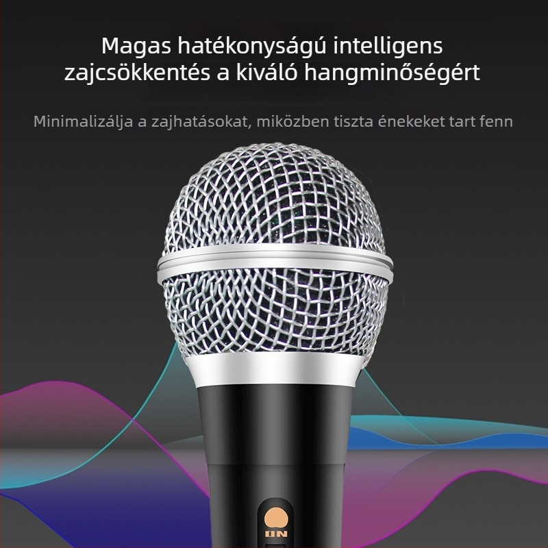 MQ-104 dinamikus, vezetékkel ellátott mikrofon háztartási/PC/karaoke használatra — 5V bemenet, 40 Hz–20 kHz frekvenciasáv, SNR ≥70 dB