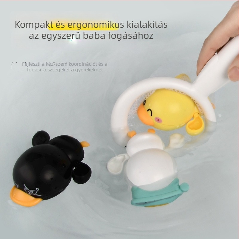 Műanyag fürdőjáték kacsa, rugós mechanizmussal, lebegő, 0–3 éveseknek