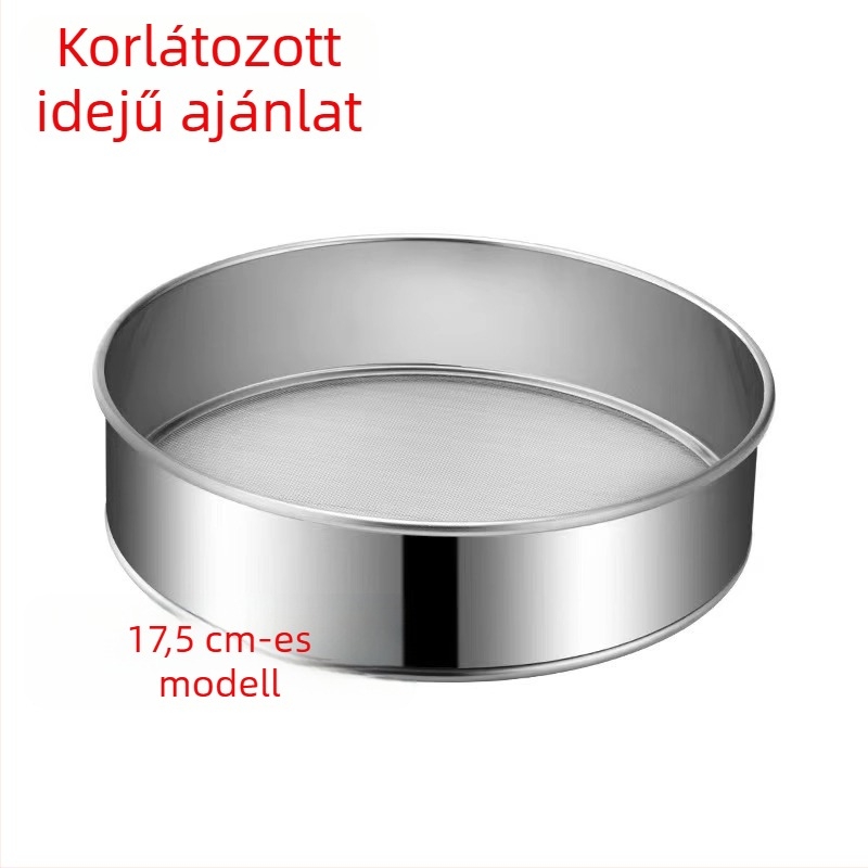 Rozsdamentes acél lisztszita, kézi, kör alakú, 40-mesh, háztartási használatra
