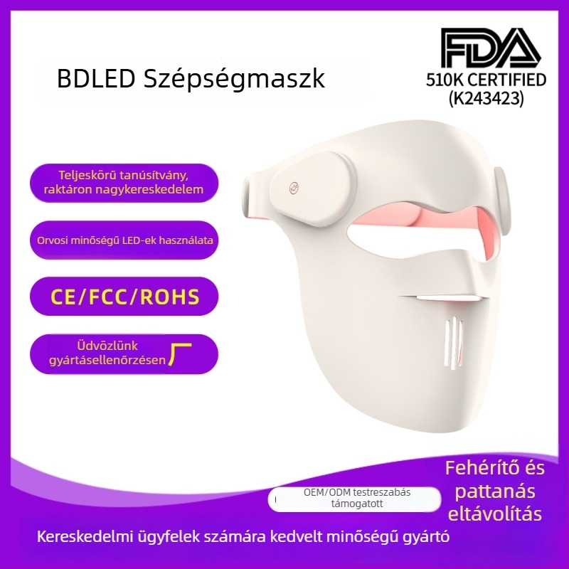 LED arcmaszk arcápoló infravörös fényterápiával, szeplők eltávolítása, ráncok csökkentése, beépített 1200–2000 mAh akkumulátor, IPX2 vízálló