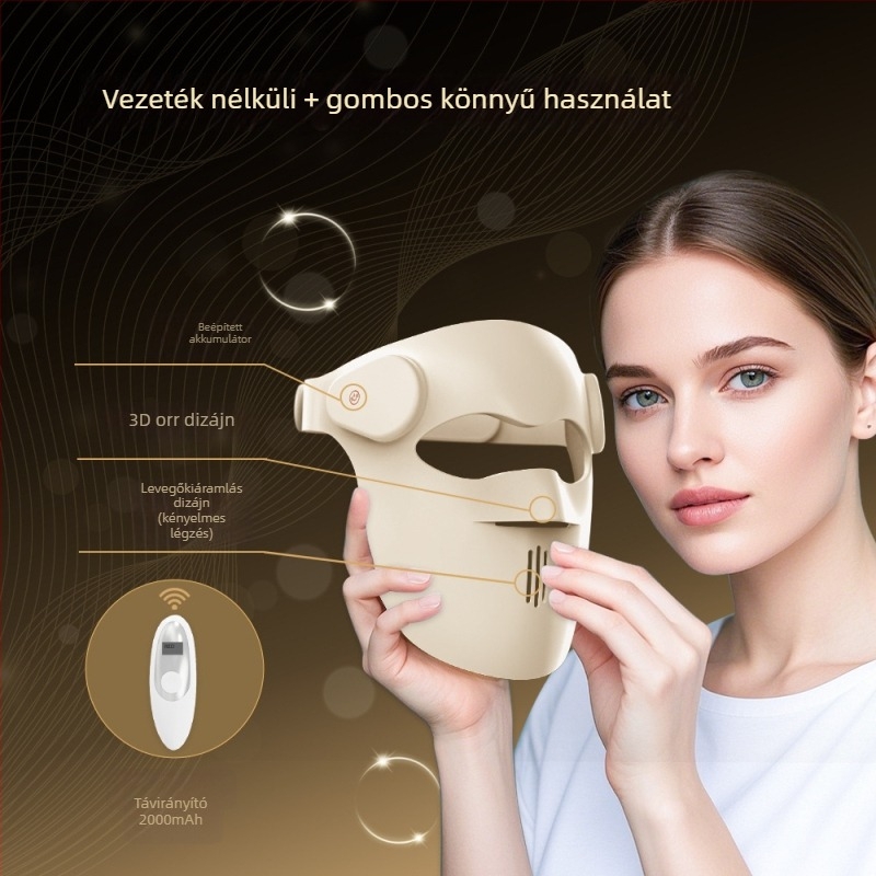 LED arcmaszk arcápoló infravörös fényterápiával, szeplők eltávolítása, ráncok csökkentése, beépített 1200–2000 mAh akkumulátor, IPX2 vízálló