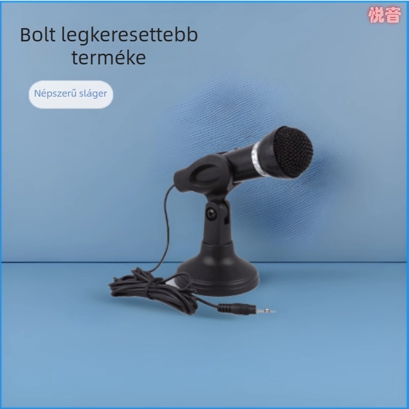 YY-800 Asztali vezetékes mikrofon állvánnyal, frekvenciatartomány 40 Hz–20 kHz, SNR ≥60 dB, névleges teljesítmény 50
