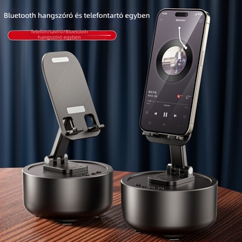 Telefon-tartó Bluetooth hangszóróval és beépített akkumulátorral – 3 az 1-ben, forgatható, összecsukható, emelhető, univerzális; IPX7 vízállóság, 500–800 mAh beépített akkumulátor, 5V 5W, 30 Hz–15 kHz, SNR ≥60 dB
