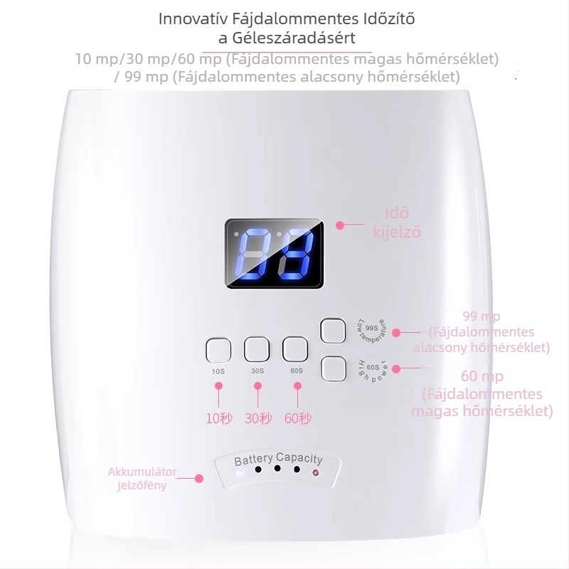 66W vezeték nélküli, újratölthető körömlámpa, modell S10, intelligens érzékelő, fototerápiás készülék