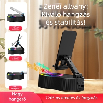 3 az 1-ben telefon-tartó Bluetooth hangszóróval és RGB fényekkel asztali használatra