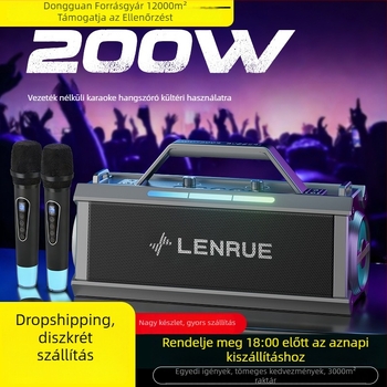 Kültéri karaoke Bluetooth hangszóró, 200W, beépített mikrofon, hordozható, hosszú üzemidő