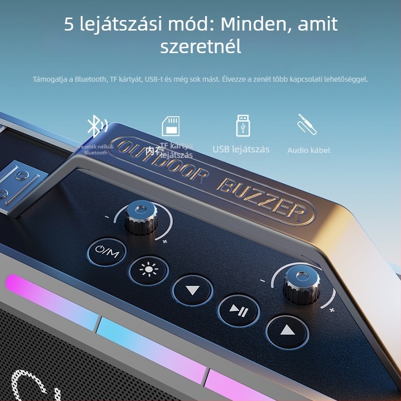 Kültéri karaoke Bluetooth hangszóró, 200W, beépített mikrofon, hordozható, hosszú üzemidő