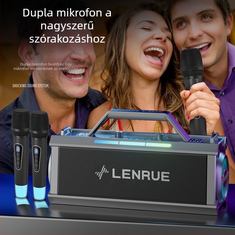 Kültéri karaoke Bluetooth hangszóró, 200W, beépített mikrofon, hordozható, hosszú üzemidő