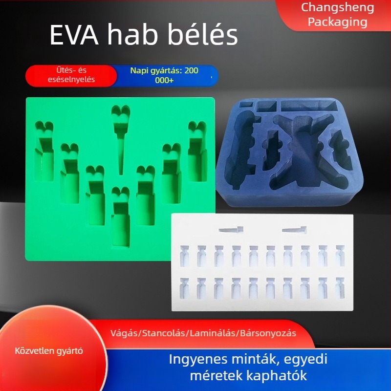 Testreszabott EVA hab belső bélés a védőcsomagoláshoz, nyomáscsökkentés és ütésállóság, flockolt ajándékdoboz gravírozott belsővel