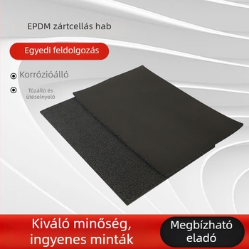 EPDM zárt cellás hablap, fekete, tűzálló, korrózióálló, hőszigetelő és rezgéscsillapító