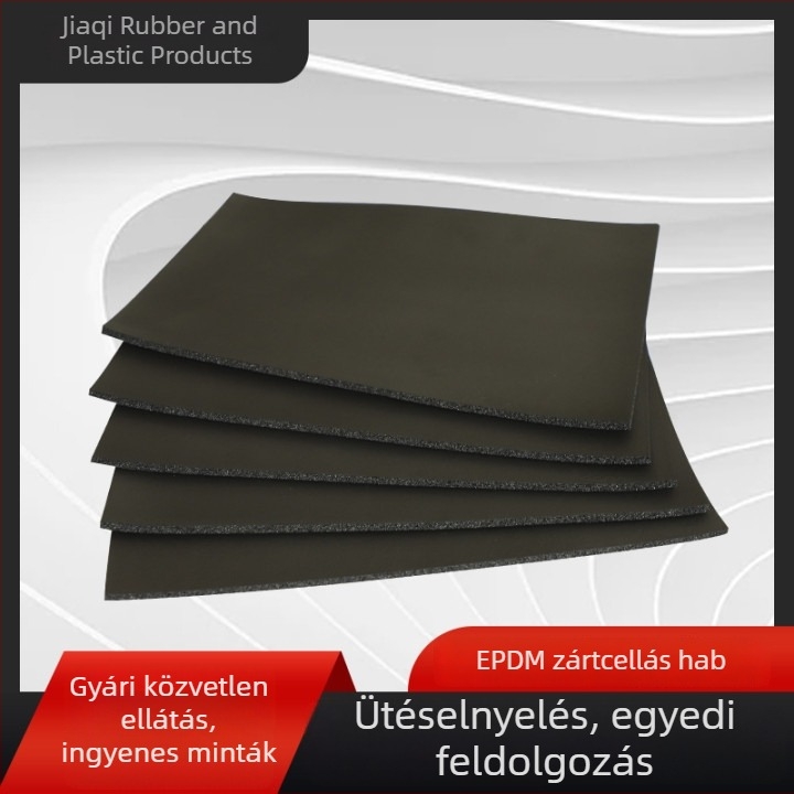 EPDM zárt cellás hablap, fekete, tűzálló, korrózióálló, hőszigetelő és rezgéscsillapító