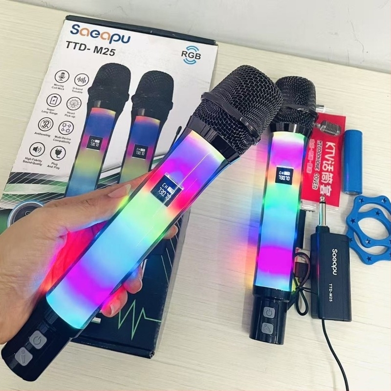 Újratölthető vezeték nélküli kézi mikrofon Ttd-m25 beépített 500–800 mAh akkumulátorral; üzemidő 6–8 óra; SNR ≥85 dB; teljesítmény 5W