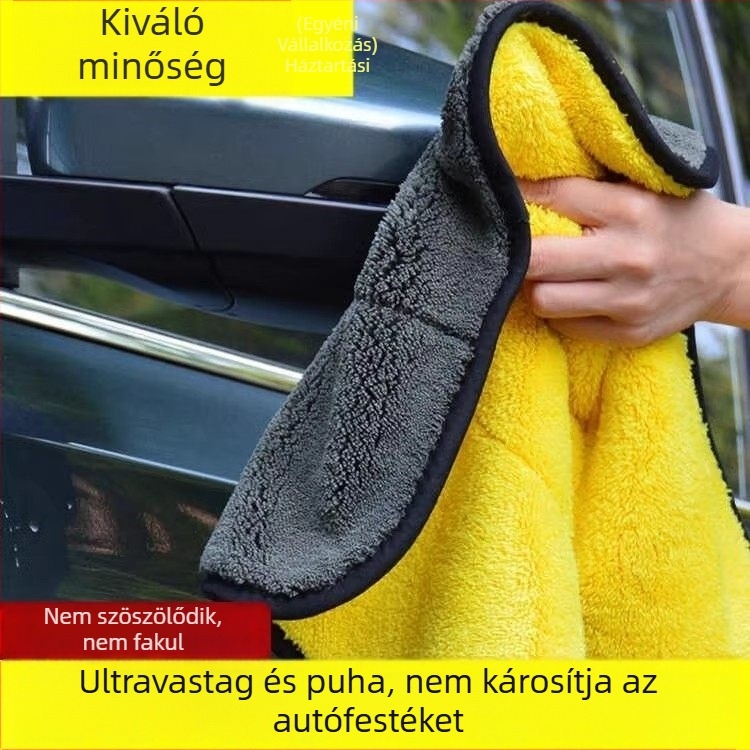 Korall plüss autótisztító kendő, 25×25 cm, rendkívül nedvszívó, vastag, nem szöszölő, autóüveghez