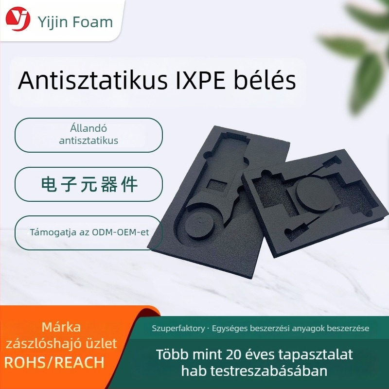 25x IXPE bevonatú antistatikus szerszámtároló doboz, ütésálló habtálca chipek és minták számára, fekete