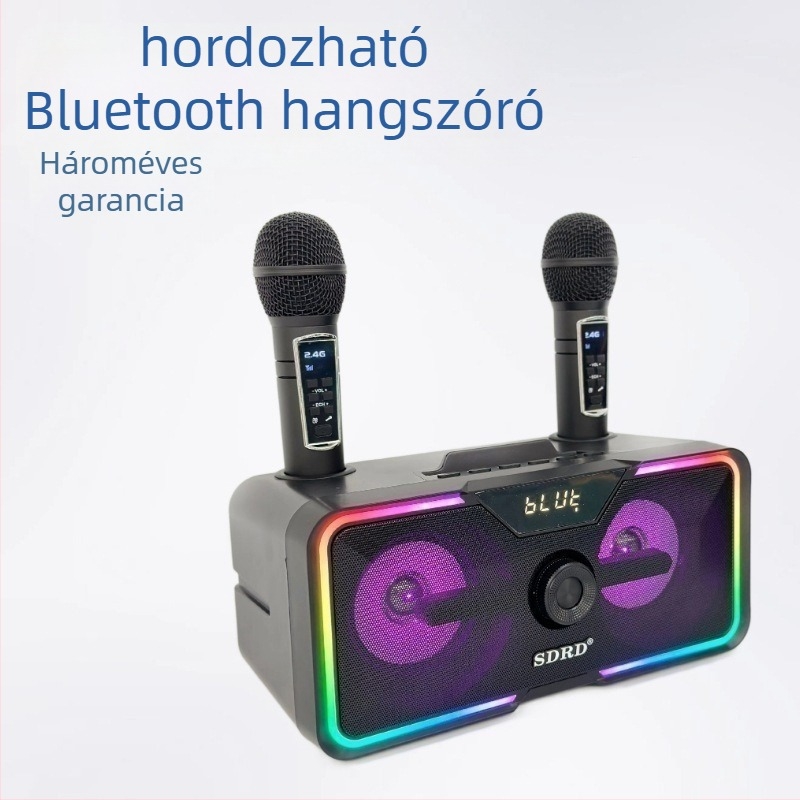 SD215 Bluetooth karaoke hangszóró All-in-One, kettős mikrofon, 30W, Bluetooth 5.0, 100Hz-20kHz, SNR ≥75dB, üzemidő 3–6h