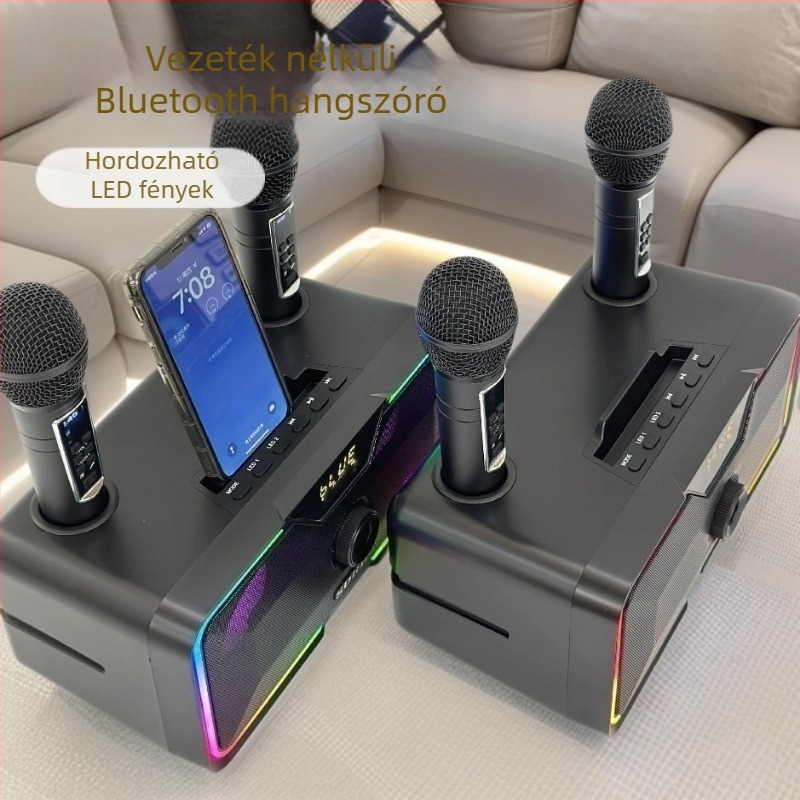 SD215 Bluetooth karaoke hangszóró All-in-One, kettős mikrofon, 30W, Bluetooth 5.0, 100Hz-20kHz, SNR ≥75dB, üzemidő 3–6h