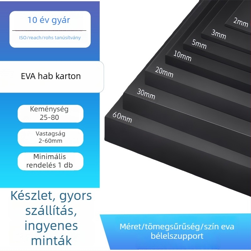 Magas sűrűségű EVA hab tábla és hablemez, egyedi színű EVA anyag, antiszatikus fekete EVA hab