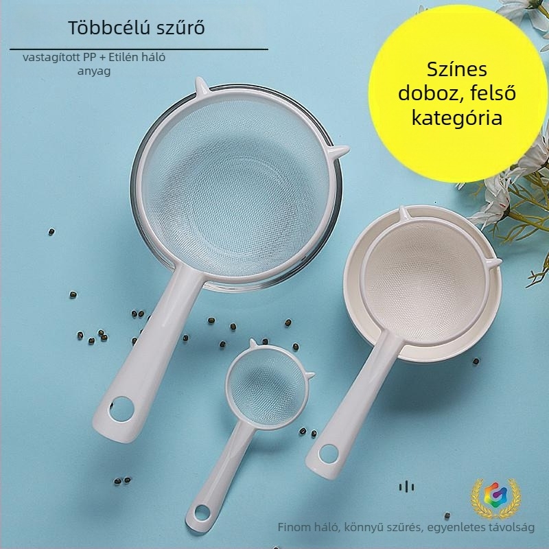Liszt szita – finom hálóval ellátott szűrő, háztartási használat, modern minimalista dizájn