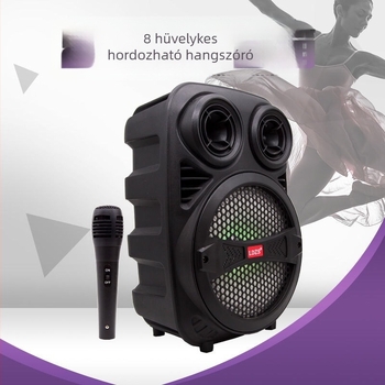 Bluetooth karaoke kültéri hangfal vezeték nélküli mikrofonnal, 30W, frekvenciasáv 40 Hz–20 kHz, SNR ≥70 dB, IPX2, beépített akkumulátor