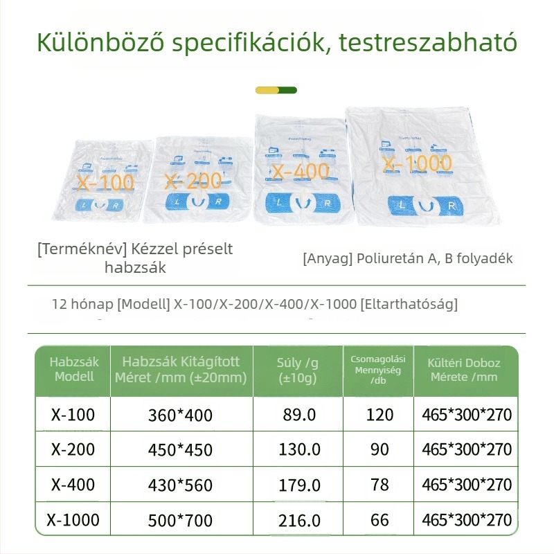 Fehér habzsákok, több méretben, szállítási védelemhez, nyomás- és ütésállóak