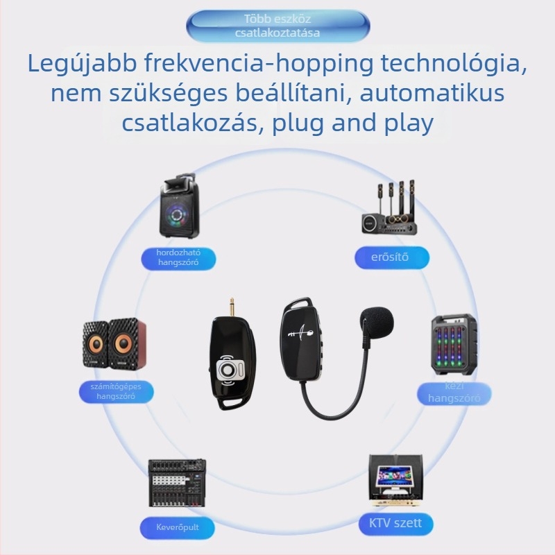 Jianshi W-06 Instrumentális kondenzátor mikrofon, cardioid, 20 Hz–20 kHz, beépített akkumulátor 12 óra