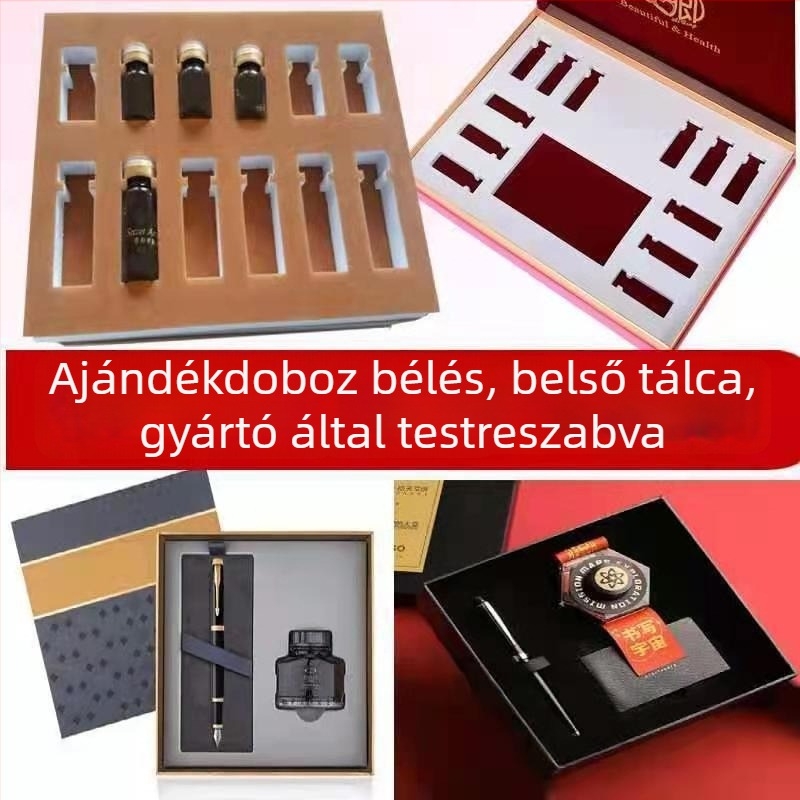 EVA habból készült bélés gravírozóeszközök dobozához és kozmetikai ajándékdobozhoz, velúr hátlappal és kétszínű, különleges alakú belső tálcával