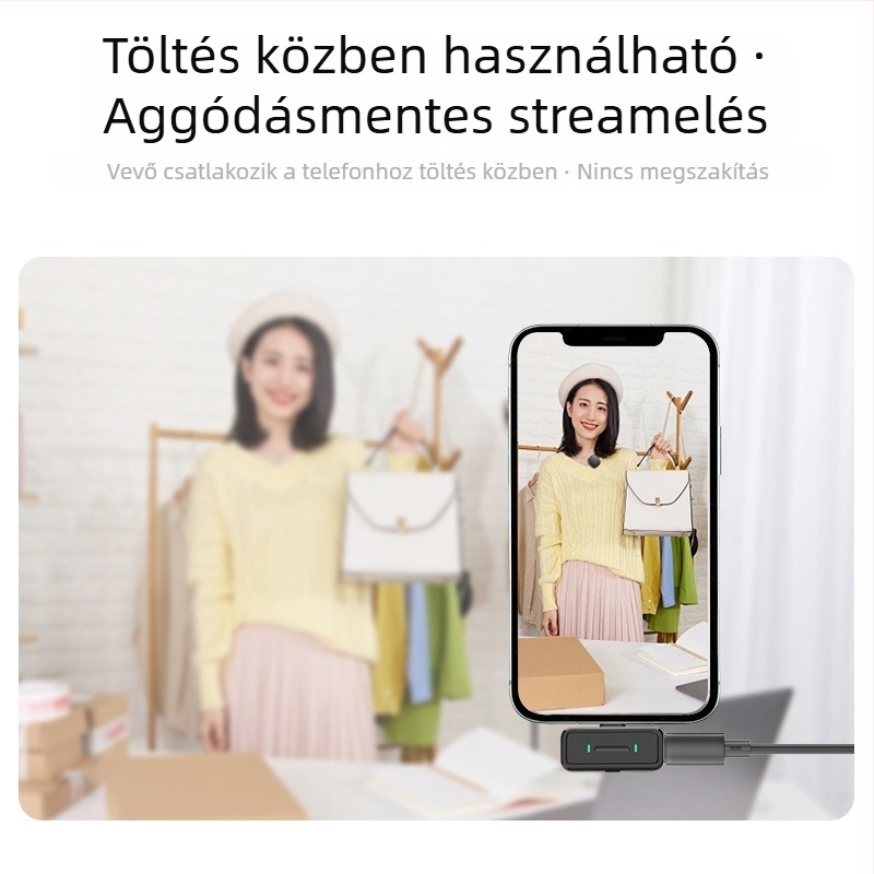 M19 vezeték nélküli lavalier mikrofon élő közvetítéshez – Clip-On, 20Hz-20kHz, 12 óra üzemidő