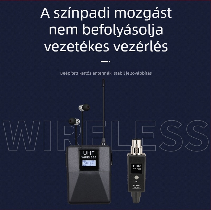 Vezeték nélküli in-ear monitor rendszer élő közvetítésekhez Bluetooth vevővel, adóval és mikrofonnal