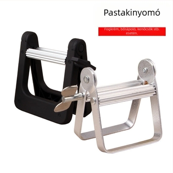 Kézi, fém fogkrémnyomó eszköz, rozsdamentes acélból, klip-stílusú pasztanyomó (Anyag: rozsdamentes acél; Működés: kézi; Alkalmazás: fogkrém és hajfesték paszták)