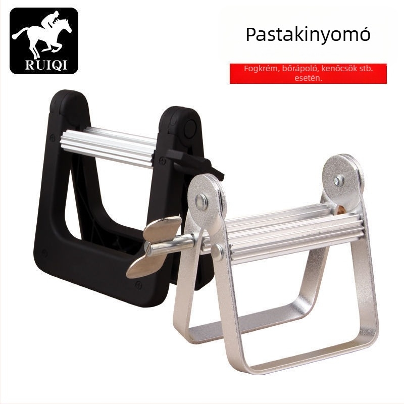 Kézi, fém fogkrémnyomó eszköz, rozsdamentes acélból, klip-stílusú pasztanyomó (Anyag: rozsdamentes acél; Működés: kézi; Alkalmazás: fogkrém és hajfesték paszták)