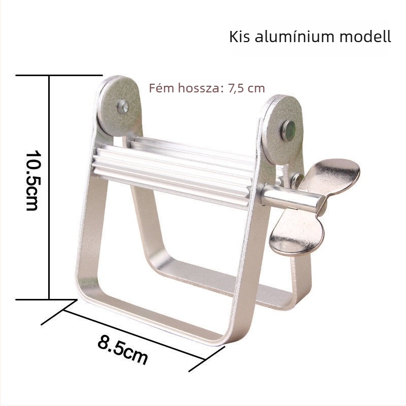 Kézi, fém fogkrémnyomó eszköz, rozsdamentes acélból, klip-stílusú pasztanyomó (Anyag: rozsdamentes acél; Működés: kézi; Alkalmazás: fogkrém és hajfesték paszták)