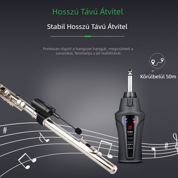 Aishangda DT-5 hangszer mikrofon beépített akkumulátorral, frekvenciatartomány 30 Hz–15 kHz, SNR ≥85 dB, üzemidő 6–8 óra