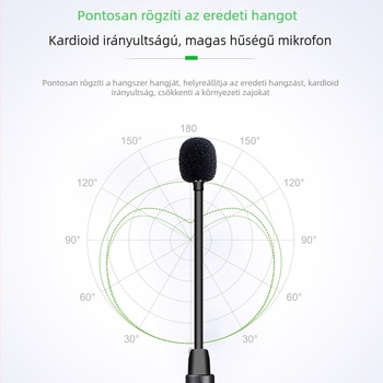 Aishangda DT-5 hangszer mikrofon beépített akkumulátorral, frekvenciatartomány 30 Hz–15 kHz, SNR ≥85 dB, üzemidő 6–8 óra