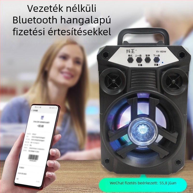 Hordozható Bluetooth karaoke hangszóró beépített mikrofonnal, TF kártya bemenettel, LED világítással, 5W, Bluetooth 5.0, beépített akkumulátor.