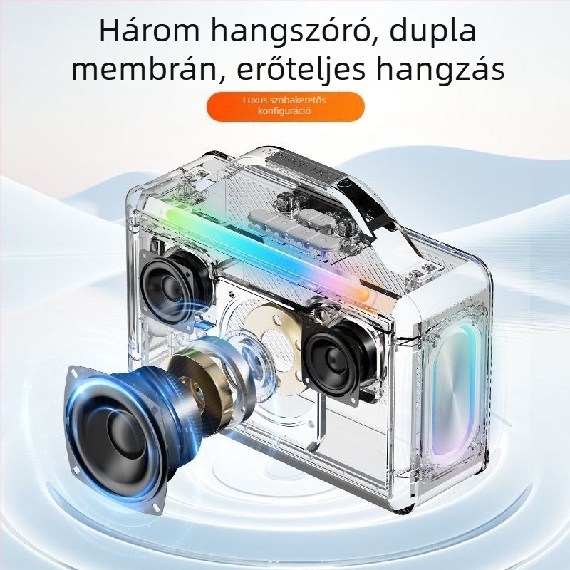 300W-os RGB Bluetooth Karaoke hangfal beépített hangkártyával és dupla mikrofonnal, hordozható, beépített akkumulátor 2000-4000mAh