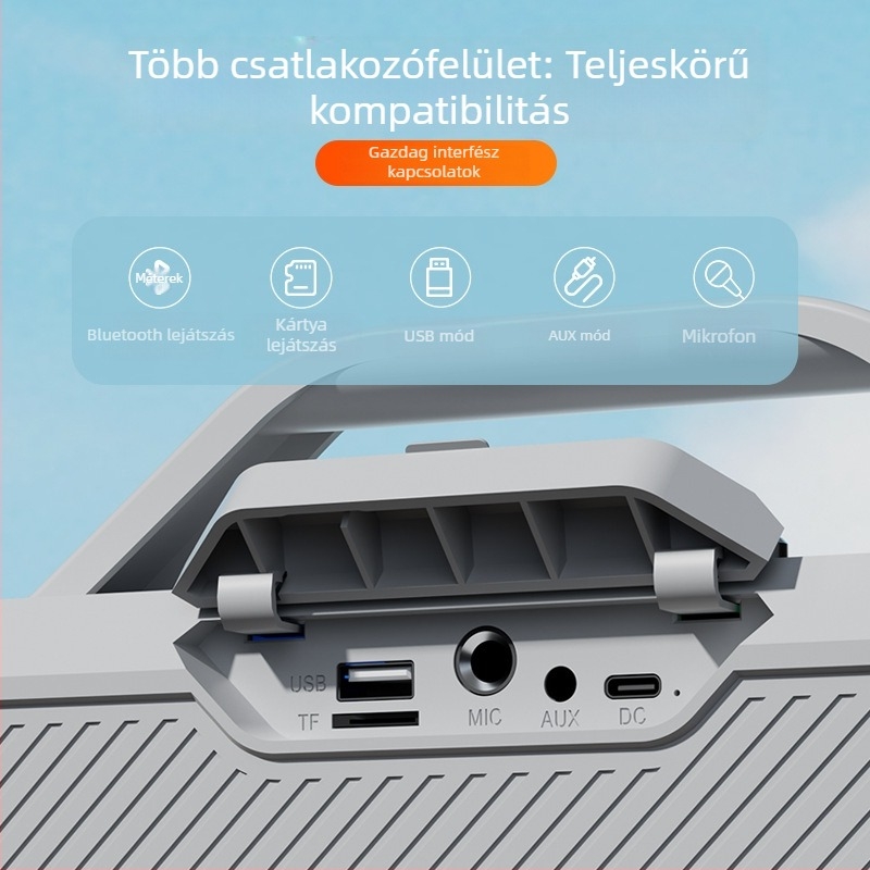300W-os RGB Bluetooth Karaoke hangfal beépített hangkártyával és dupla mikrofonnal, hordozható, beépített akkumulátor 2000-4000mAh