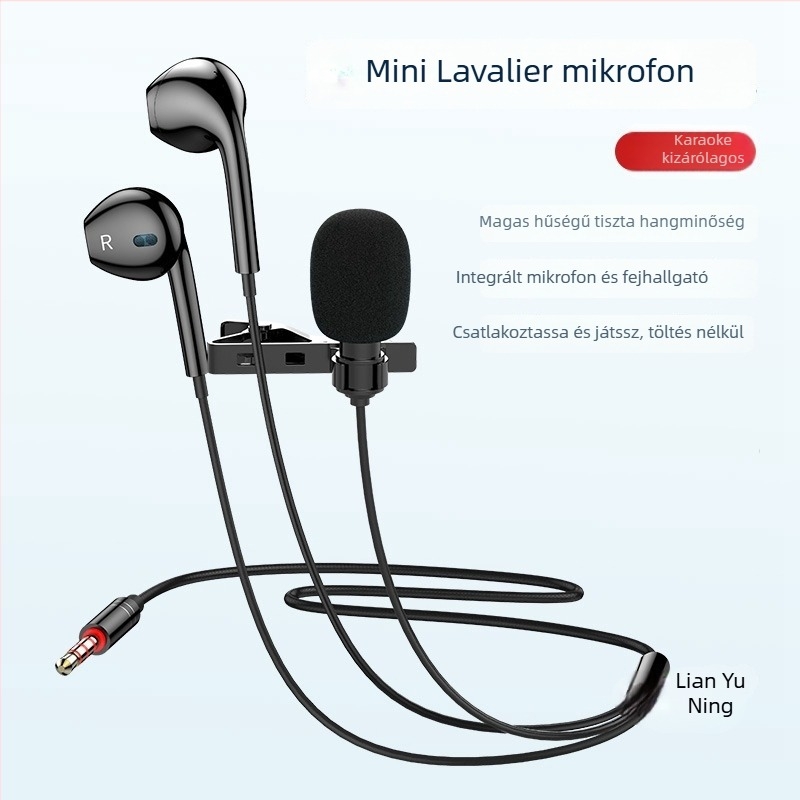 K30 mobil Karaoke mikrofon – 2 az 1-ben fejhallgató mikrofon telefonhoz, vezeték nélküli, omnidirekcionális, frekvenciaválasz 10010
