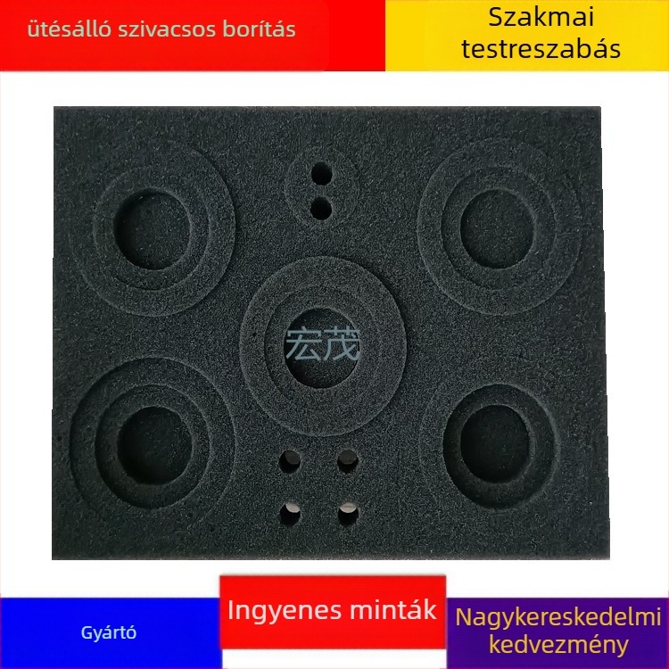 PU hab habos alap tálca szerszámkészlet csomagolásához, öntapadós hátoldallal, ütéscsillapító párna — Hongmao márka; Eredet Dongguan; Sűrűség 18–50 kg/m³.