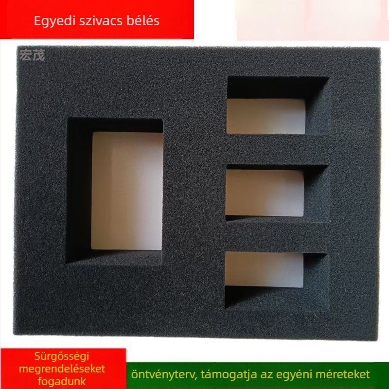 PU hab habos alap tálca szerszámkészlet csomagolásához, öntapadós hátoldallal, ütéscsillapító párna — Hongmao márka; Eredet Dongguan; Sűrűség 18–50 kg/m³.