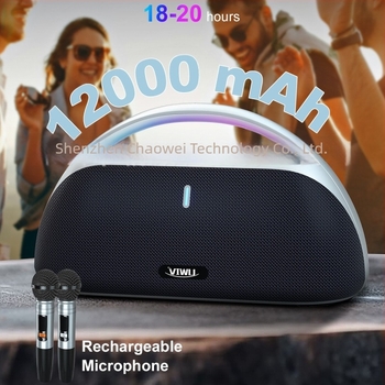 Karaoke Bluetooth hordozható hangszóró, 100W, IPX5 vízálló, Bluetooth 5.3, beépített 6000mAh akkumulátor, frekvencia válasz 100Hz-20kHz