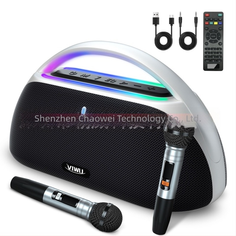 Karaoke Bluetooth hordozható hangszóró, 100W, IPX5 vízálló, Bluetooth 5.3, beépített 6000mAh akkumulátor, frekvencia válasz 100Hz-20kHz