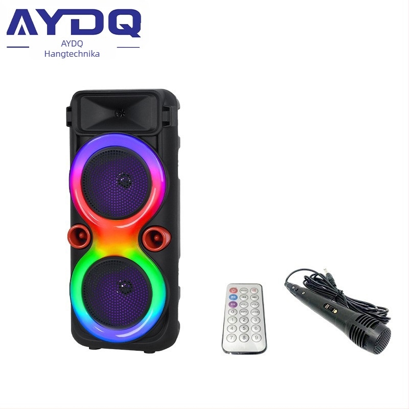 Bluetooth hangszóró kábeles mikrofonnal, két 8 hüvelykes hangszóró, kültéri hordozható hangzás, 30W, Bluetooth 5.0, 40Hz–20kHz, SNR ≥70dB, beépített 800–1000mAh akkumulátor
