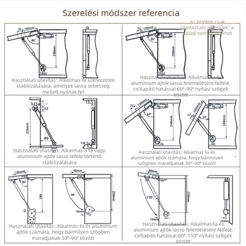 Gázrugó szekrényajtókhoz — 201 rozsdamentes acél, modell Xk1206, univerzális alkalmazás, modern minimál stílus